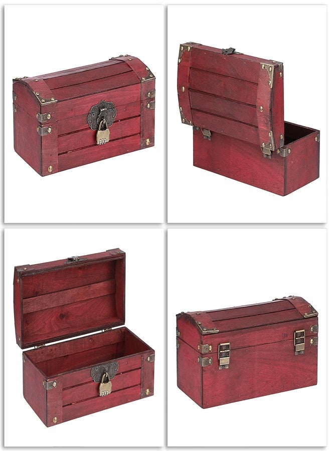ELLDOO Vintage Treasure Chest Box with Combination Lock, Large Pirate Chest Keepsakes Box for Kids Gifts, Wooden Treasure Storage Decorative Trunk for Jewelry Pearl Trinkets Coin - Image 3